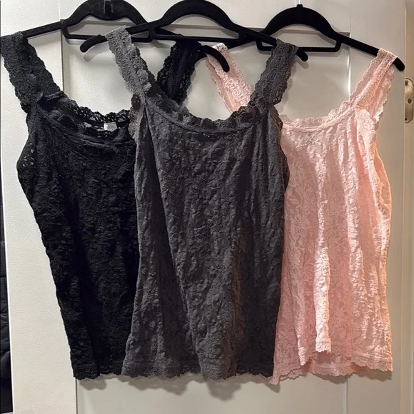 Hanky Panky Lace Tank Tops in Black, Gray, and Pink size Medium - Picture 1 of 2